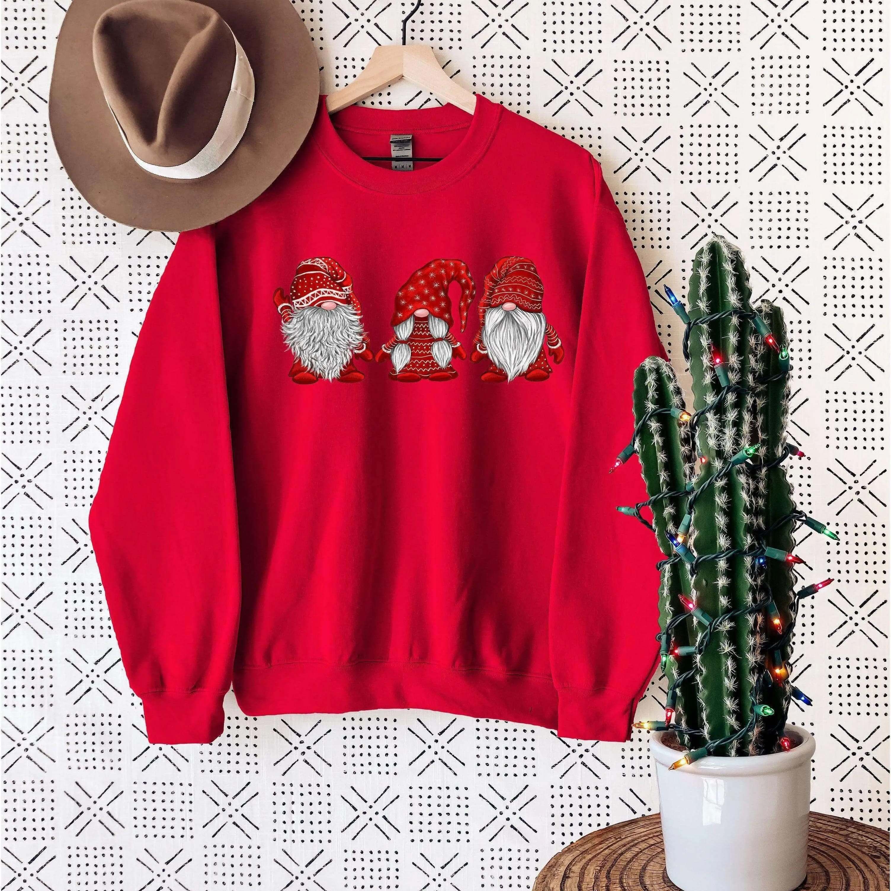 Red Santa Christmas Gnomes Sweatshirt by Crafty Casey's