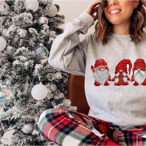 Red Santa Christmas Gnomes Sweatshirt by Crafty Casey's