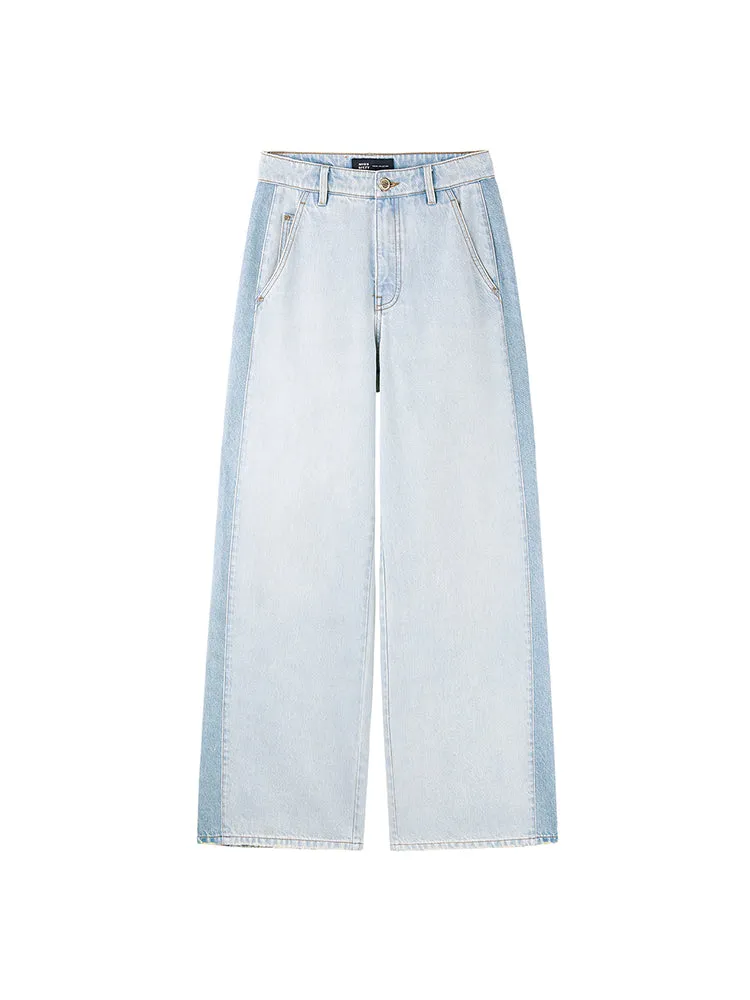 Relaxed Colour Block Wide-Leg Jeans