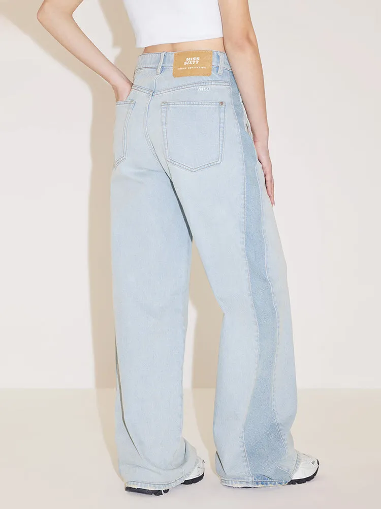 Relaxed Colour Block Wide-Leg Jeans
