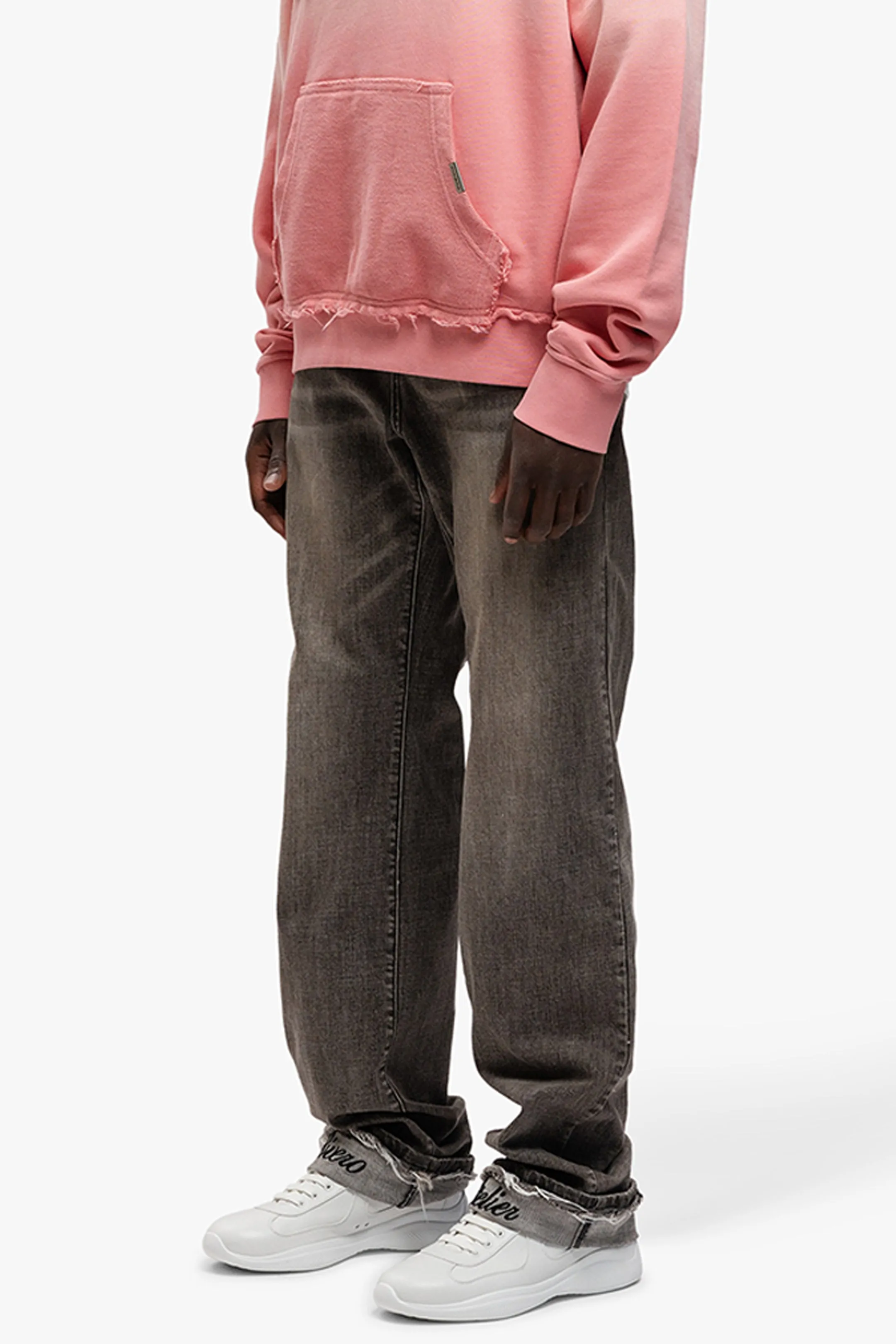 RELAXED FADED FOLD DENIM JEANS