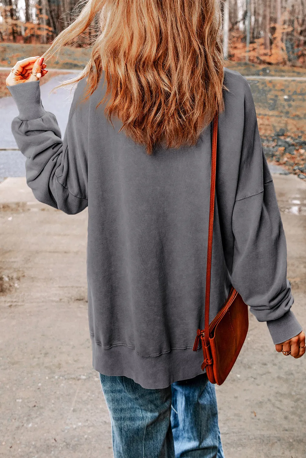 Ribbed Trim Oversized Sweatshirt