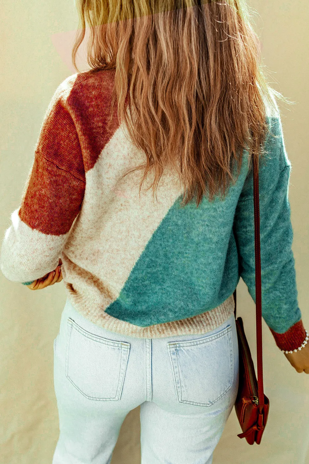 Ribbed Trim Round Neck Sweater
