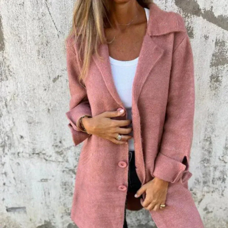 Rozlyn Cozy Jacket: Medium Length, Folded Cuffs
