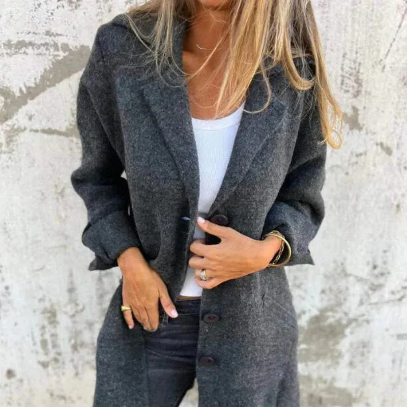 Rozlyn Cozy Jacket: Medium Length, Folded Cuffs