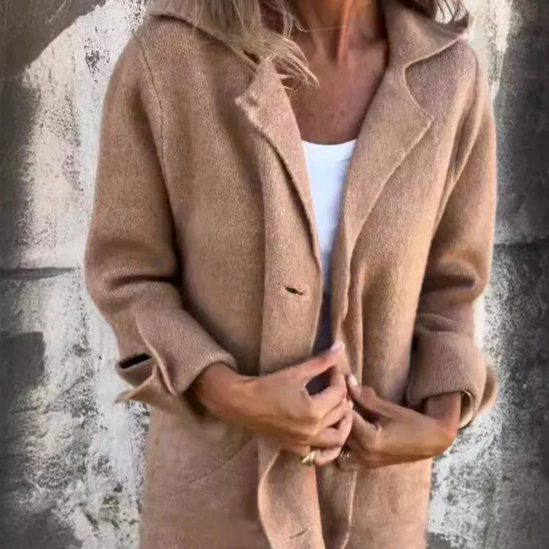 Rozlyn Cozy Jacket: Medium Length, Folded Cuffs