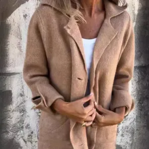 Rozlyn Cozy Jacket: Medium Length, Folded Cuffs