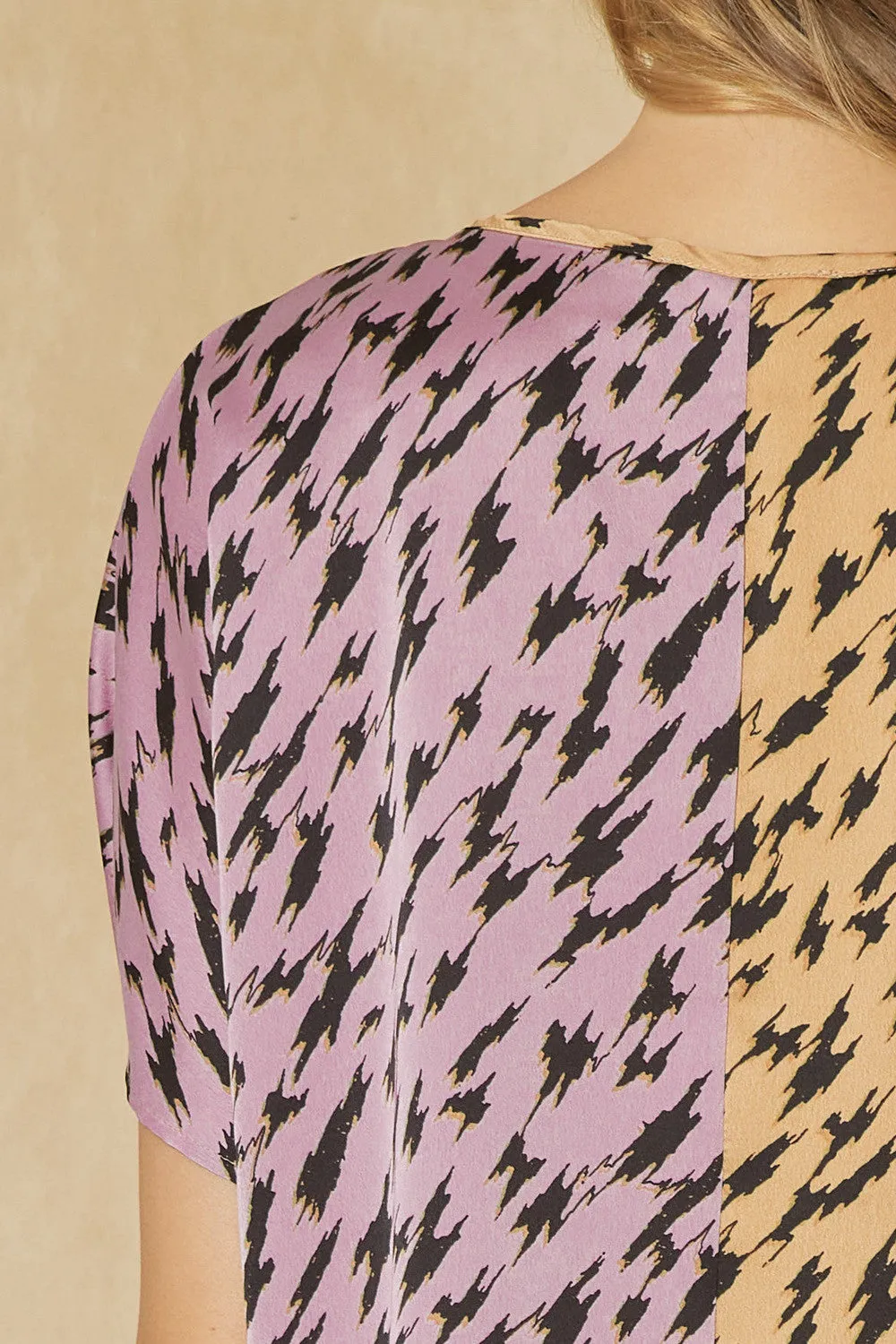 Satin Printed Color Block Top