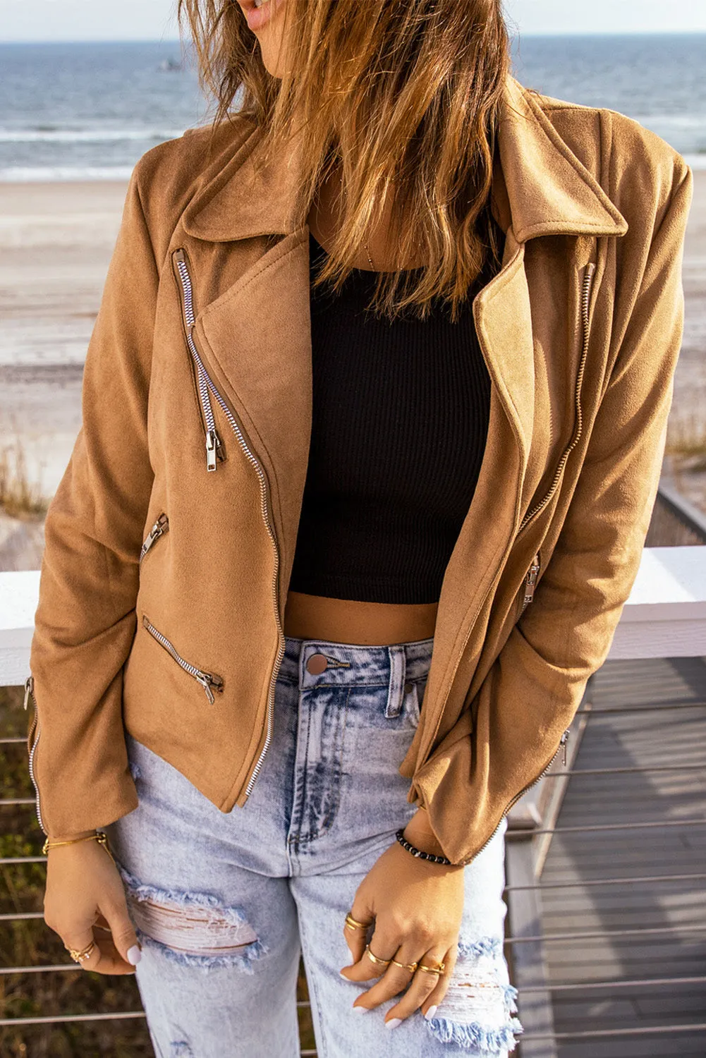 Selah Zip-Up Suede Jacket