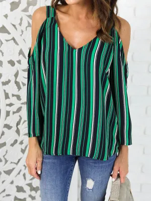 Sexy V-neck Strapless Striped Top