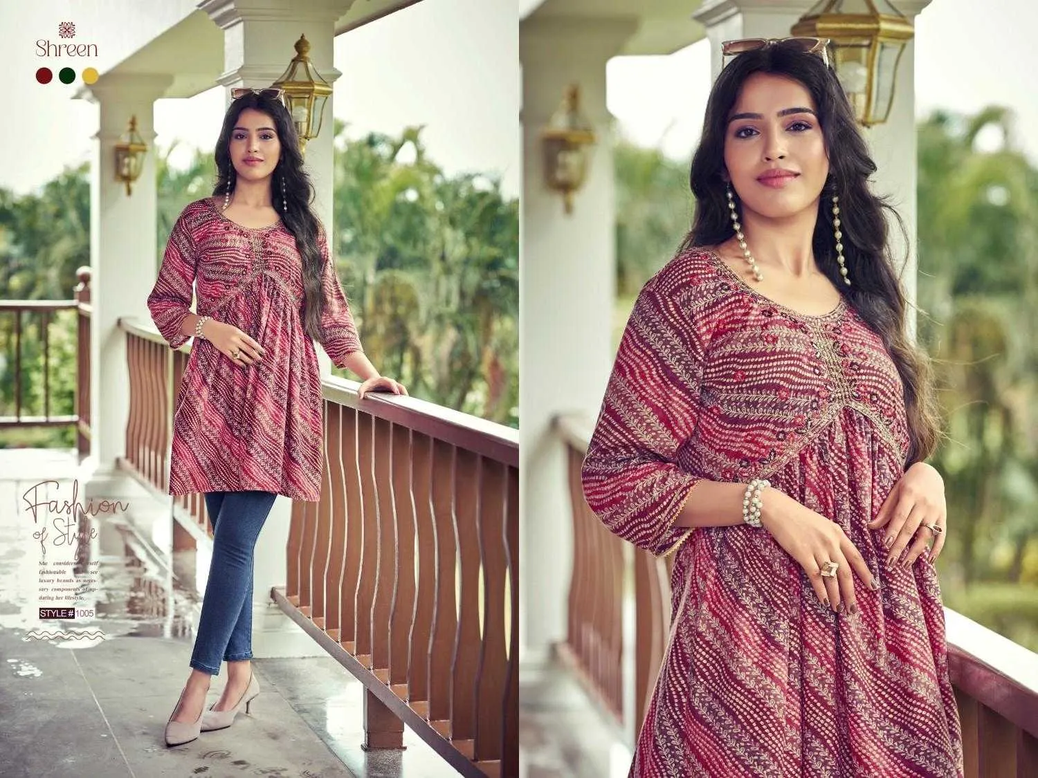 Shreen Resham Vol 5 Rayon Foil Prints Trendy Western Daily Wear Tunics