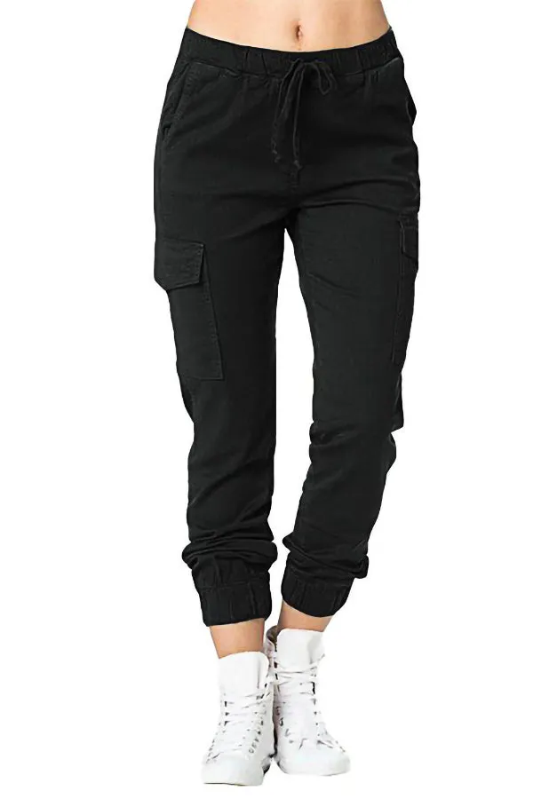 Side Pocket Solid Color Pants