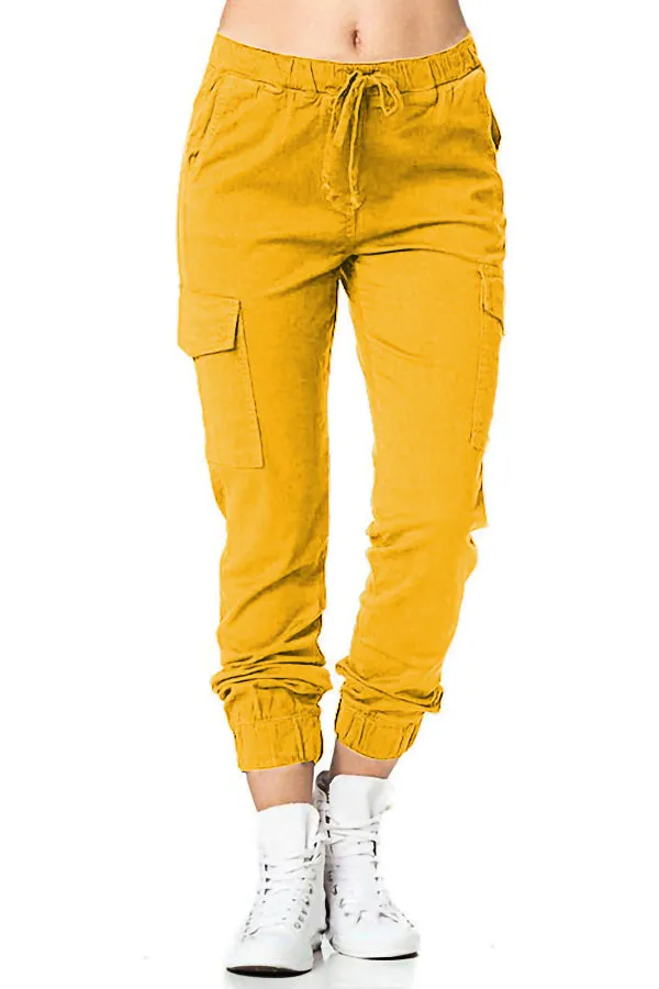 Side Pocket Solid Color Pants