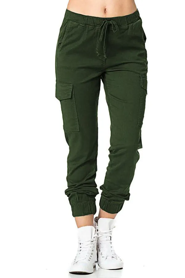 Side Pocket Solid Color Pants