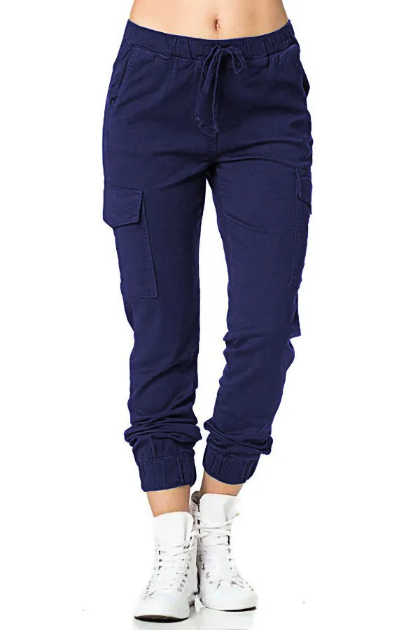 Side Pocket Solid Color Pants