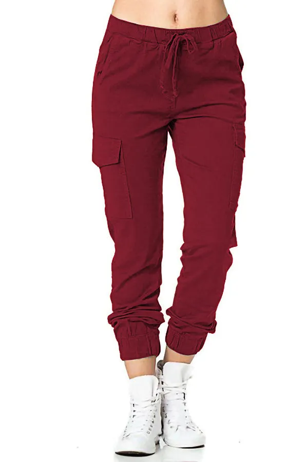 Side Pocket Solid Color Pants