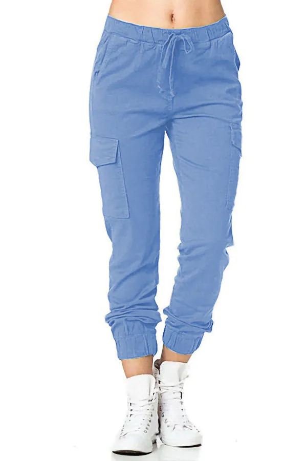 Side Pocket Solid Color Pants