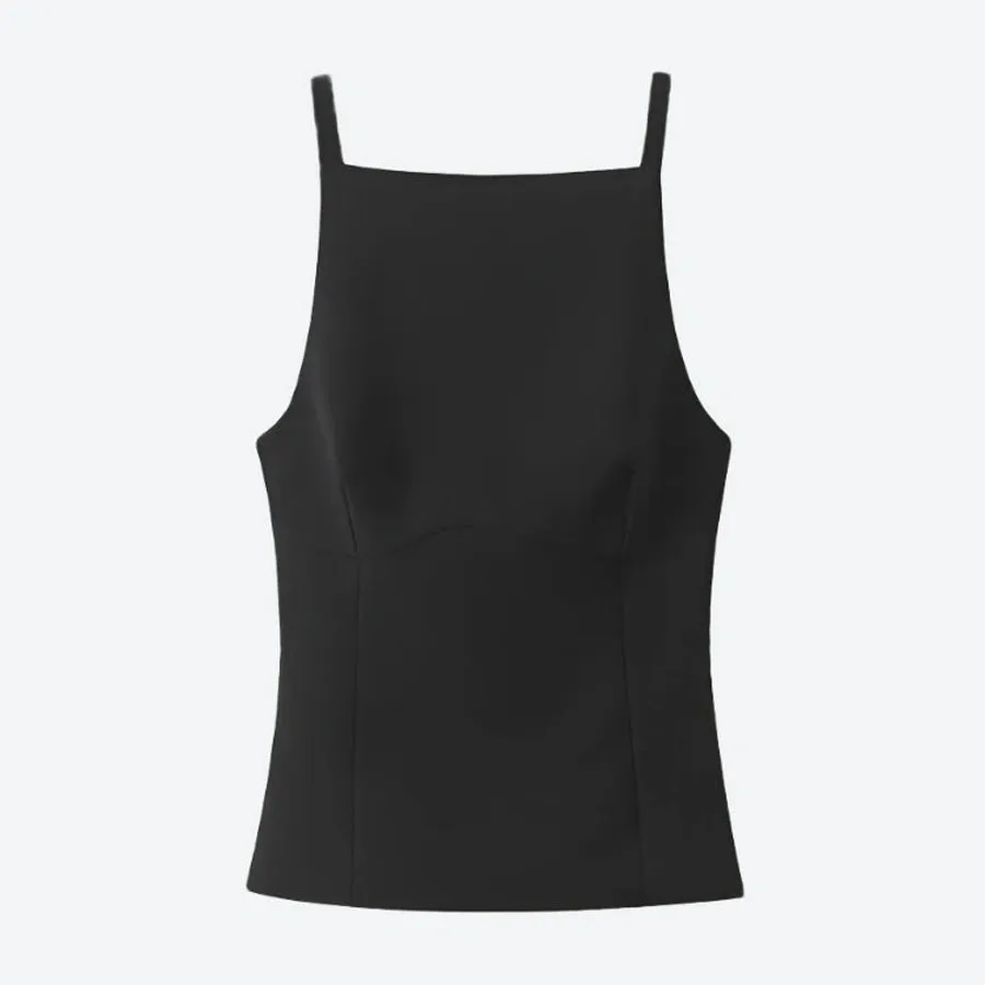 Sleeveless Velvet Square Neck Tops