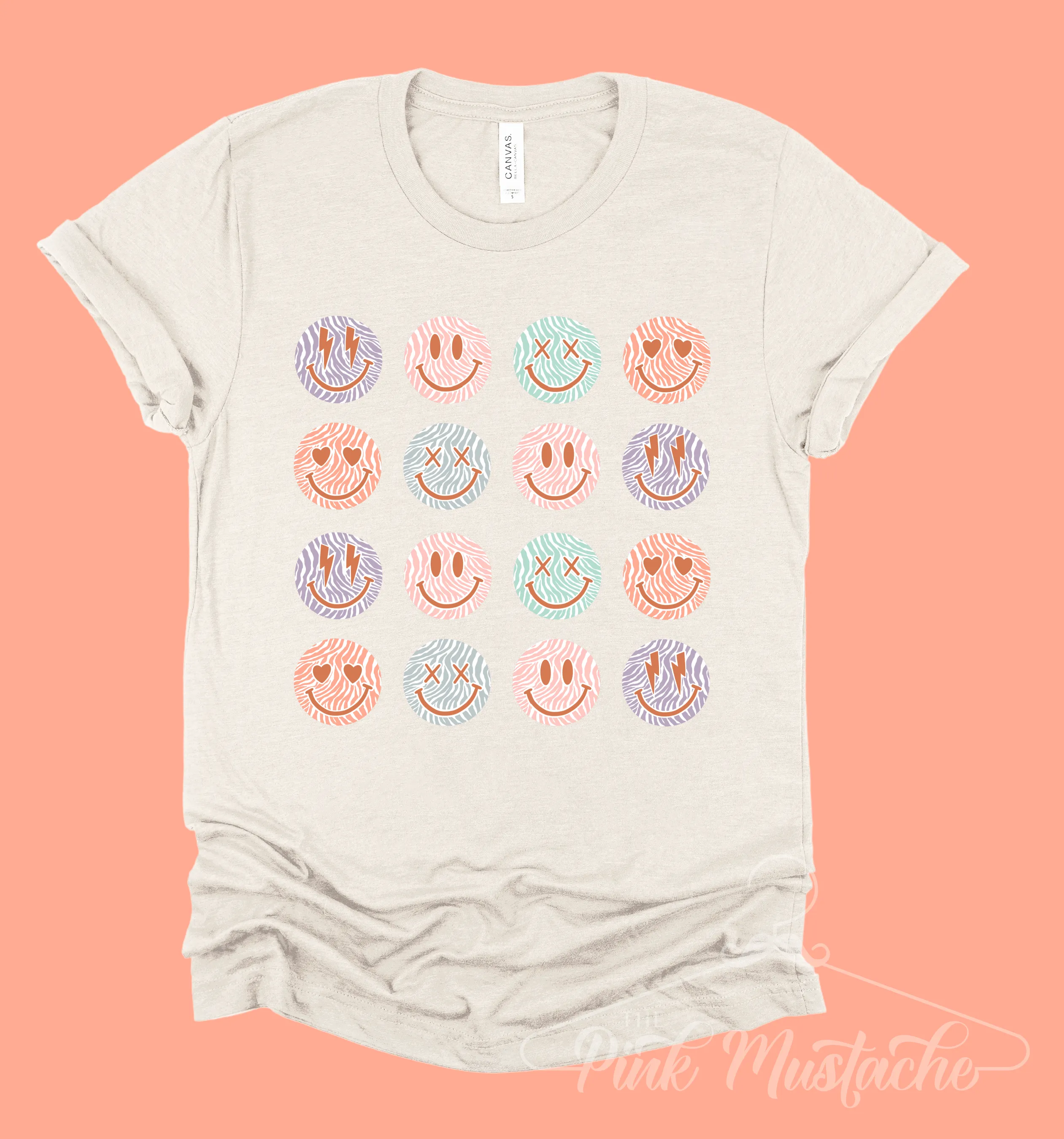 Soft Style Smiley Tiger Print Retro Tee/ Toddler, Youth, And Adult Sizes/ - Unisex Sized