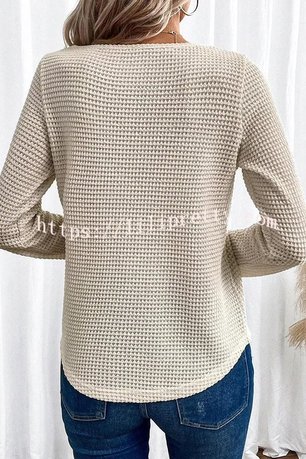 Solid Color Patchwork Round Neck Elegant Long Sleeve Loose Top