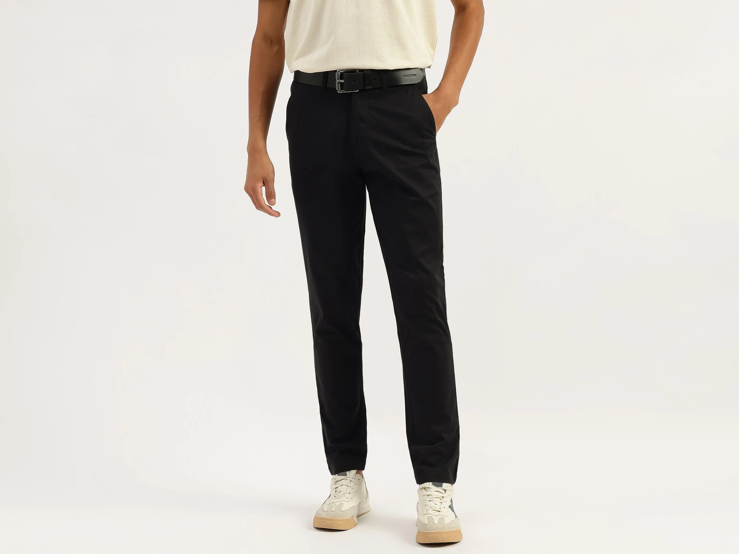 Solid Relaxed Fit Chino Trousers