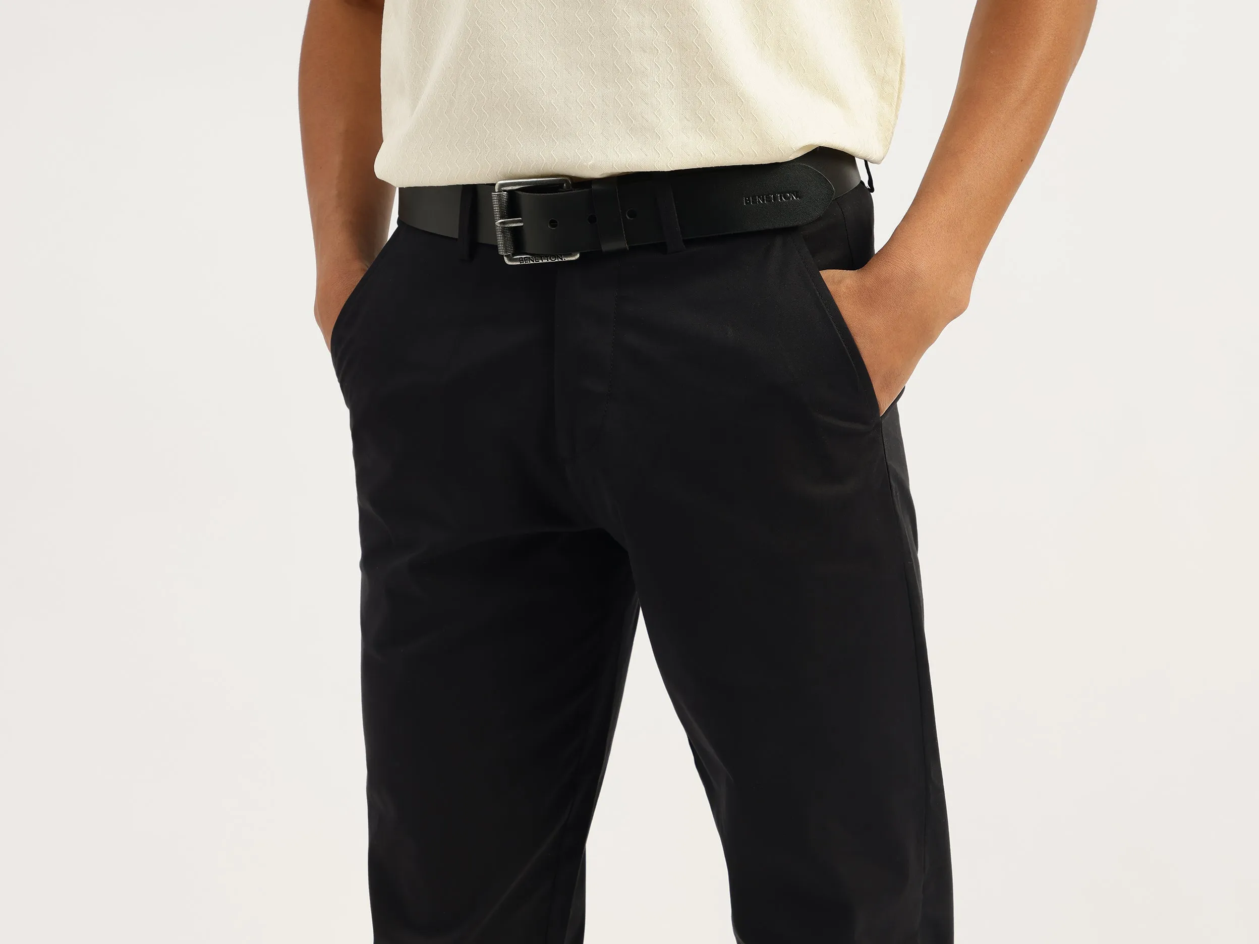 Solid Relaxed Fit Chino Trousers