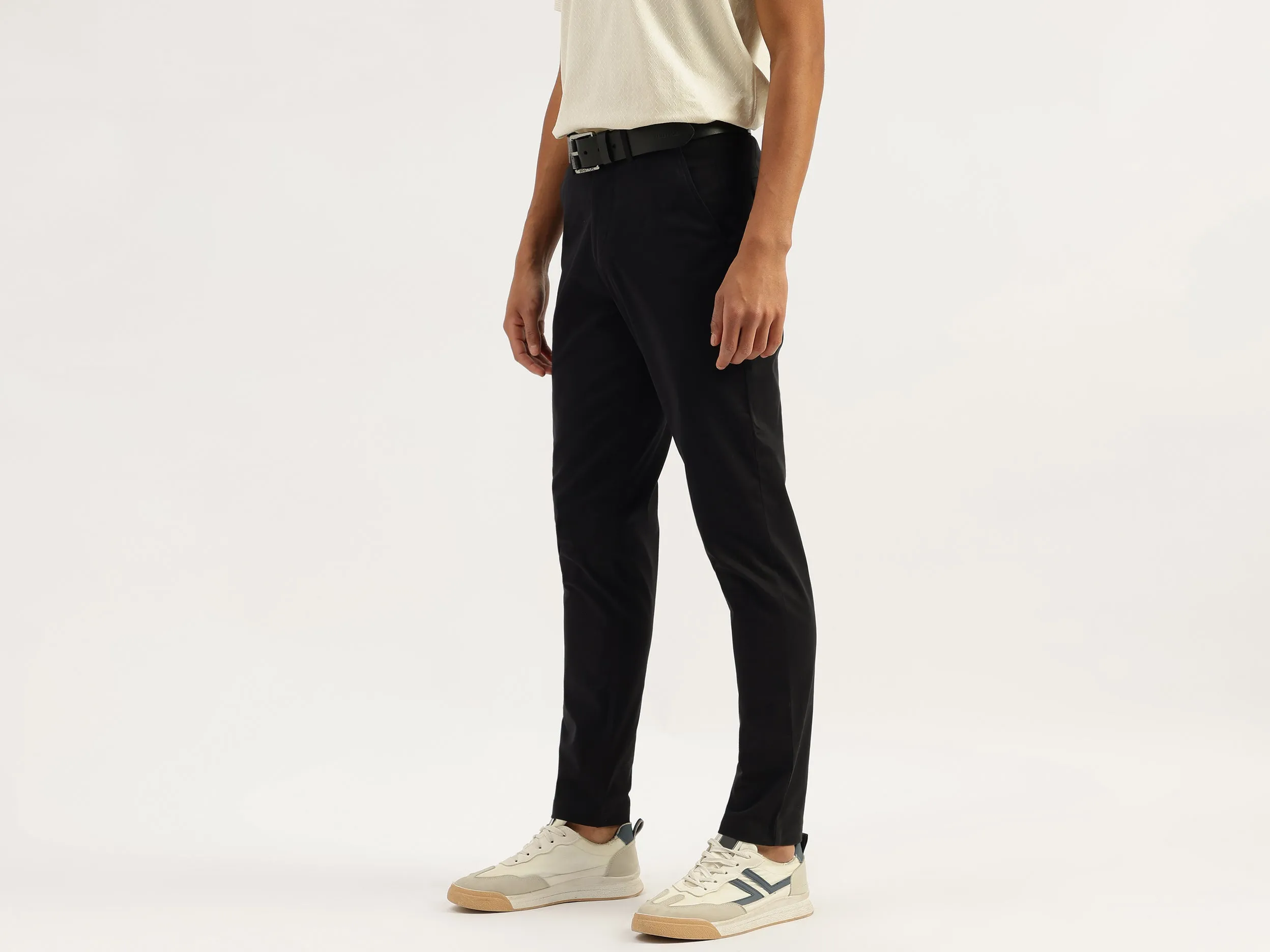 Solid Relaxed Fit Chino Trousers