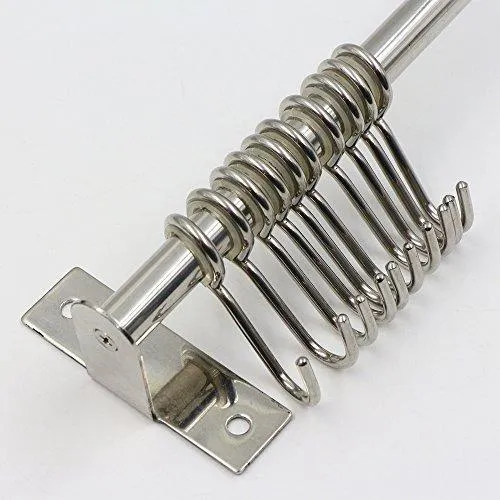 Sonorospace Kitchen Sliding Hooks, Stainless Steel Hanging Rack Rail Organize Kitchen Tools with Utensil Removable S Hooks for Towel, Pot Pan, Spoon, Coats, Bathrobe, BBQ,Wall Mounted Hanger