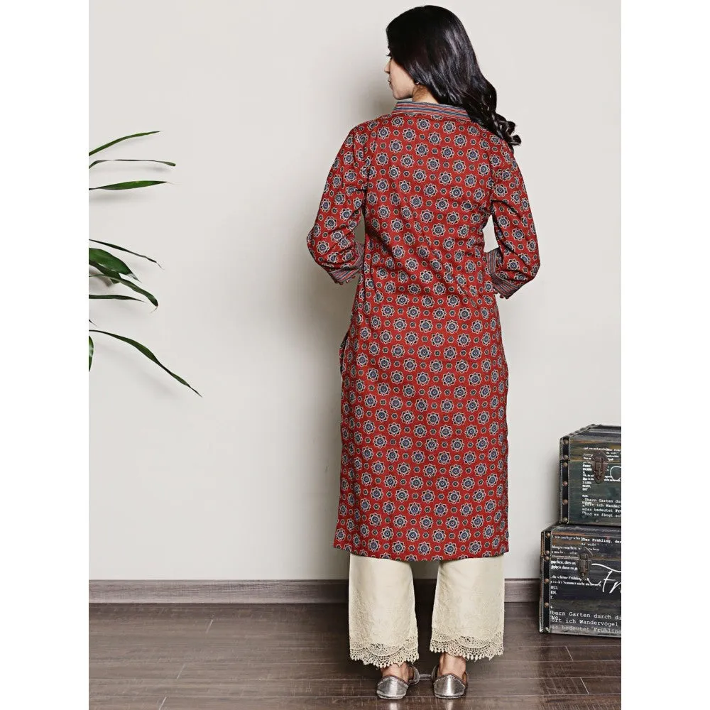 Spring Soul Maroon Printed Kurta
