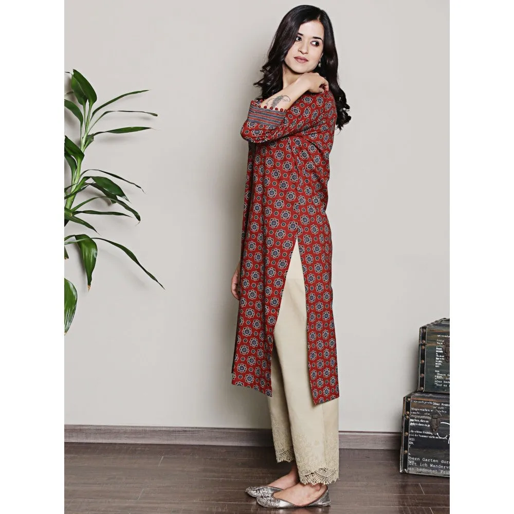 Spring Soul Maroon Printed Kurta
