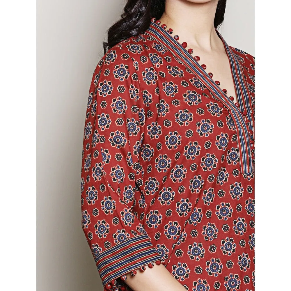 Spring Soul Maroon Printed Kurta