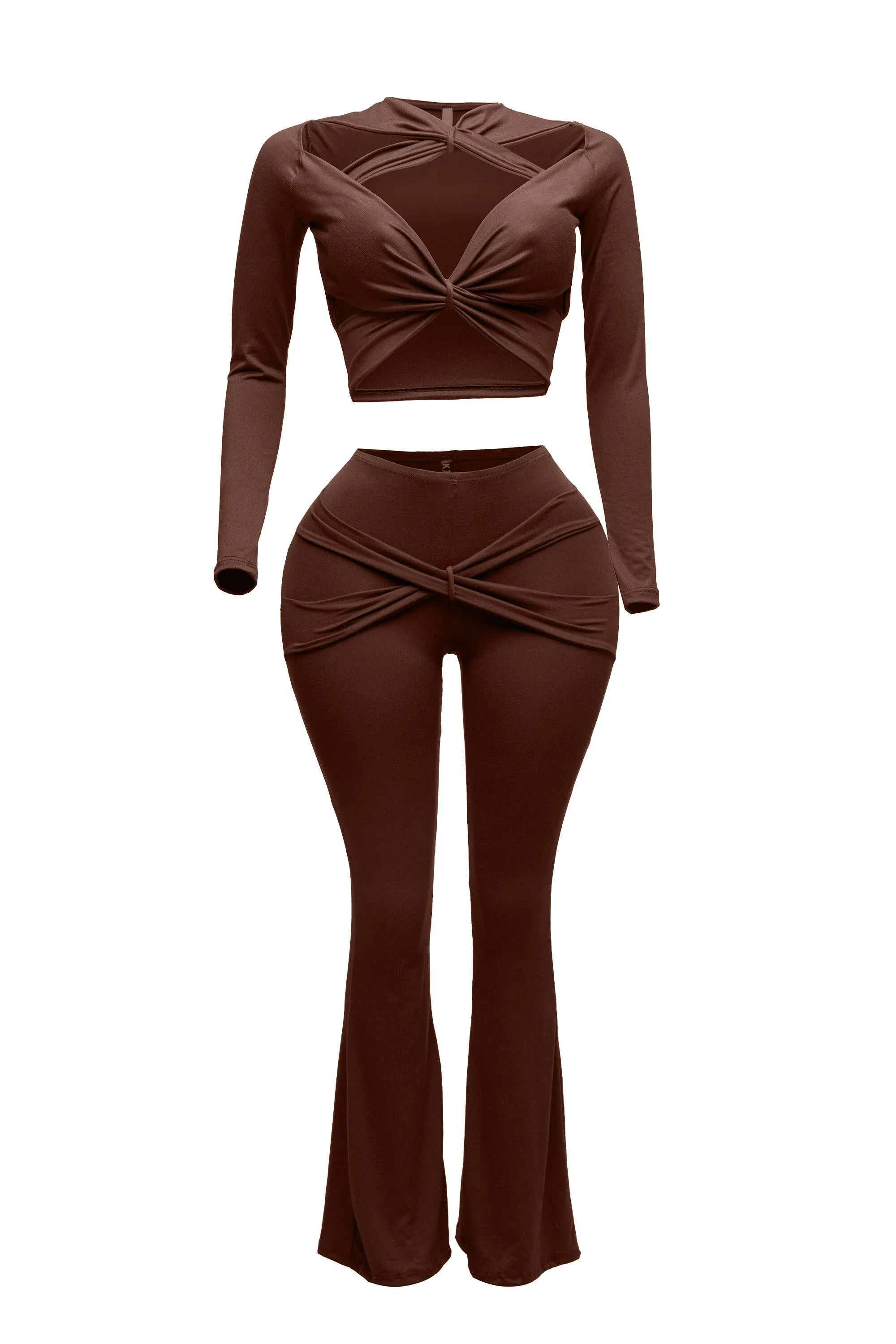 Stacy Strappy Cutout Crop Top Detailed Pant Set