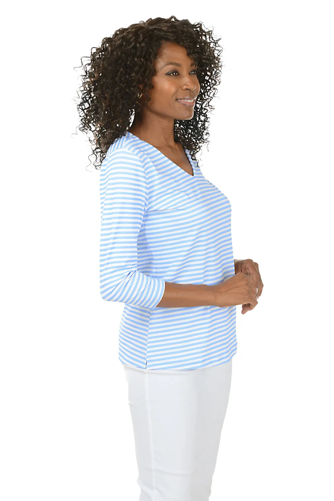 Striped Classic UPF50  V-Neck Top