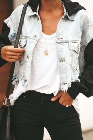 Stylish Denim Stitching Ripped-holes Jacket