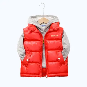 Stylish Insulated Vest For Boys Girls with Zipper - Red, Gold, Black, Pink, Silver, Blue