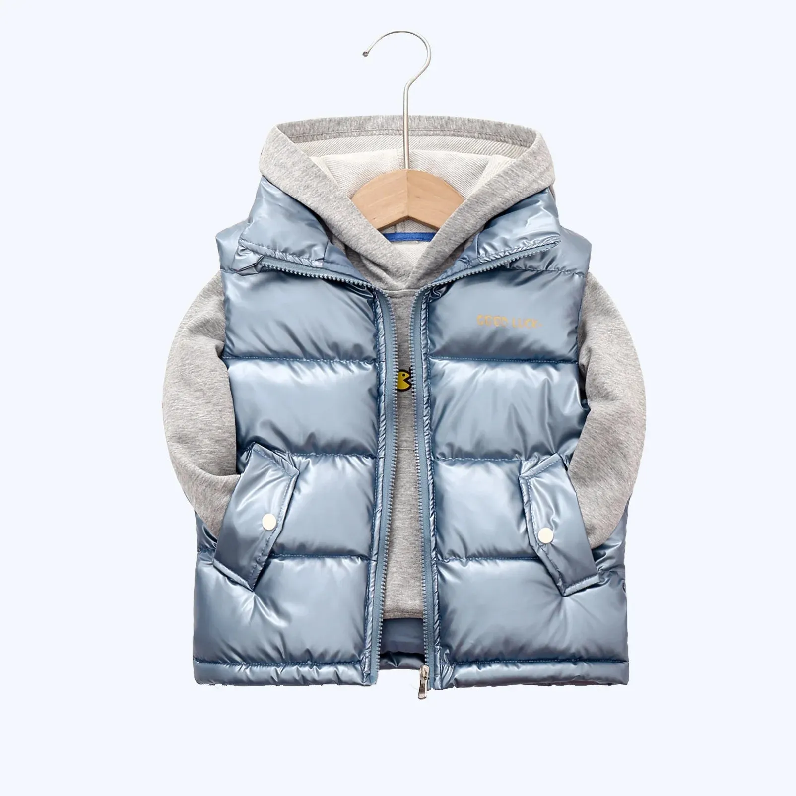 Stylish Insulated Vest For Boys Girls with Zipper - Red, Gold, Black, Pink, Silver, Blue