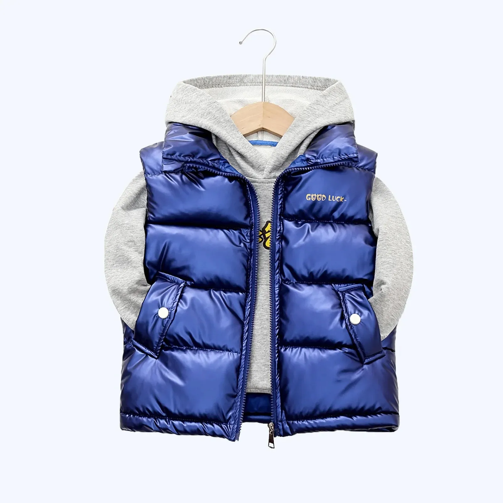 Stylish Insulated Vest For Boys Girls with Zipper - Red, Gold, Black, Pink, Silver, Blue