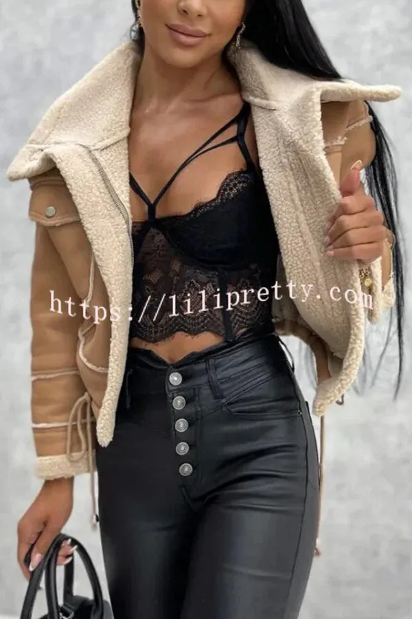 Stylish Lambswool Short Zipped Biker Jacket