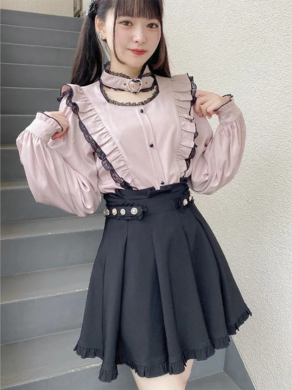 Sweet Lolita Blouses Lolita Top Lace Ruffles Long Sleeves Blouse Black Lolita Shirt