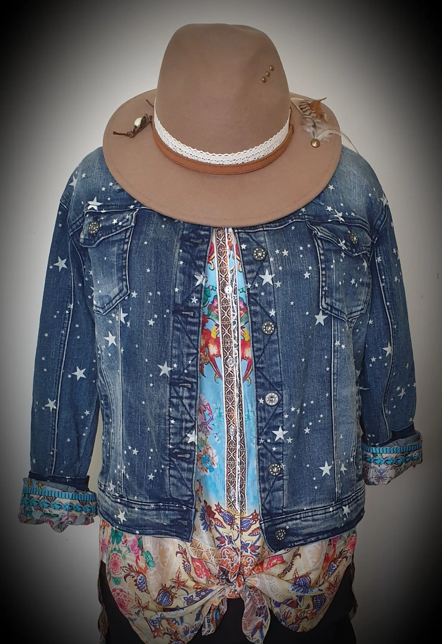 Taranto Denim Jacket With Star Print  The Italian Closet Australia