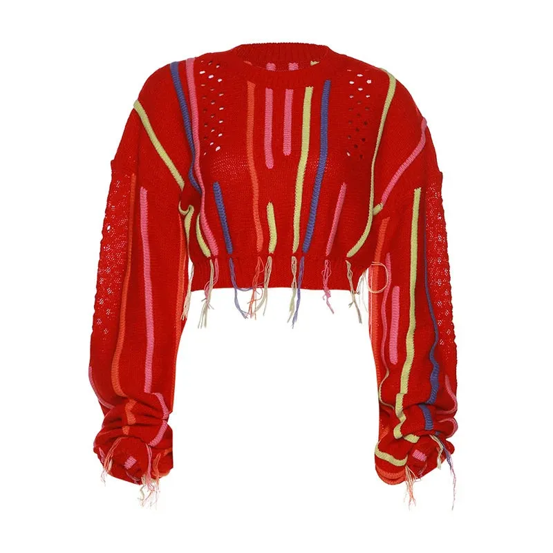 Tassel Crop Sweater
