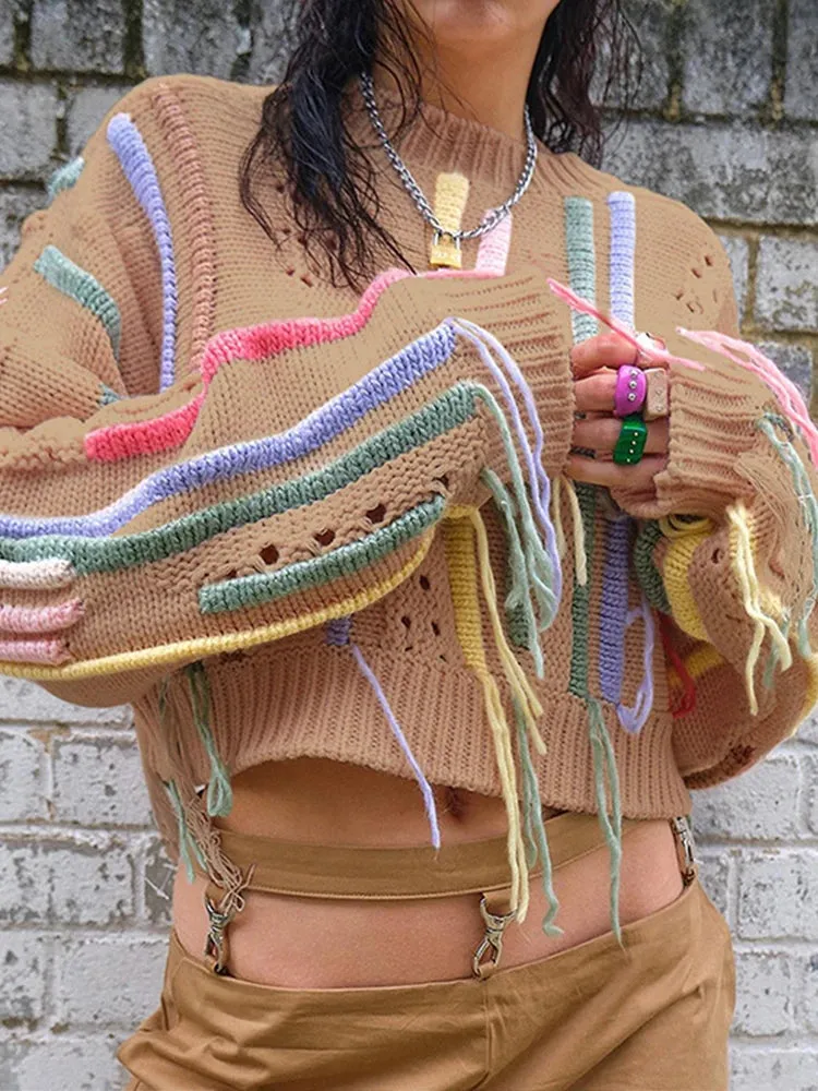 Tassel Crop Sweater
