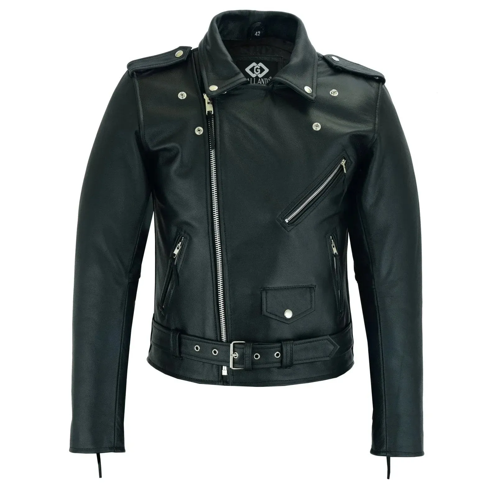 Terminator Style Mens Black Leather Marlon Brando Biker Motorcycle Jacket