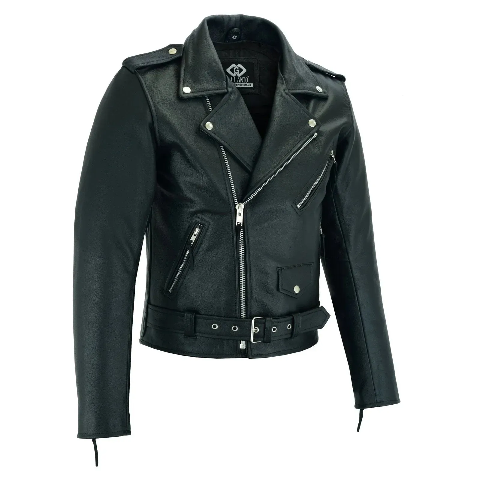 Terminator Style Mens Black Leather Marlon Brando Biker Motorcycle Jacket