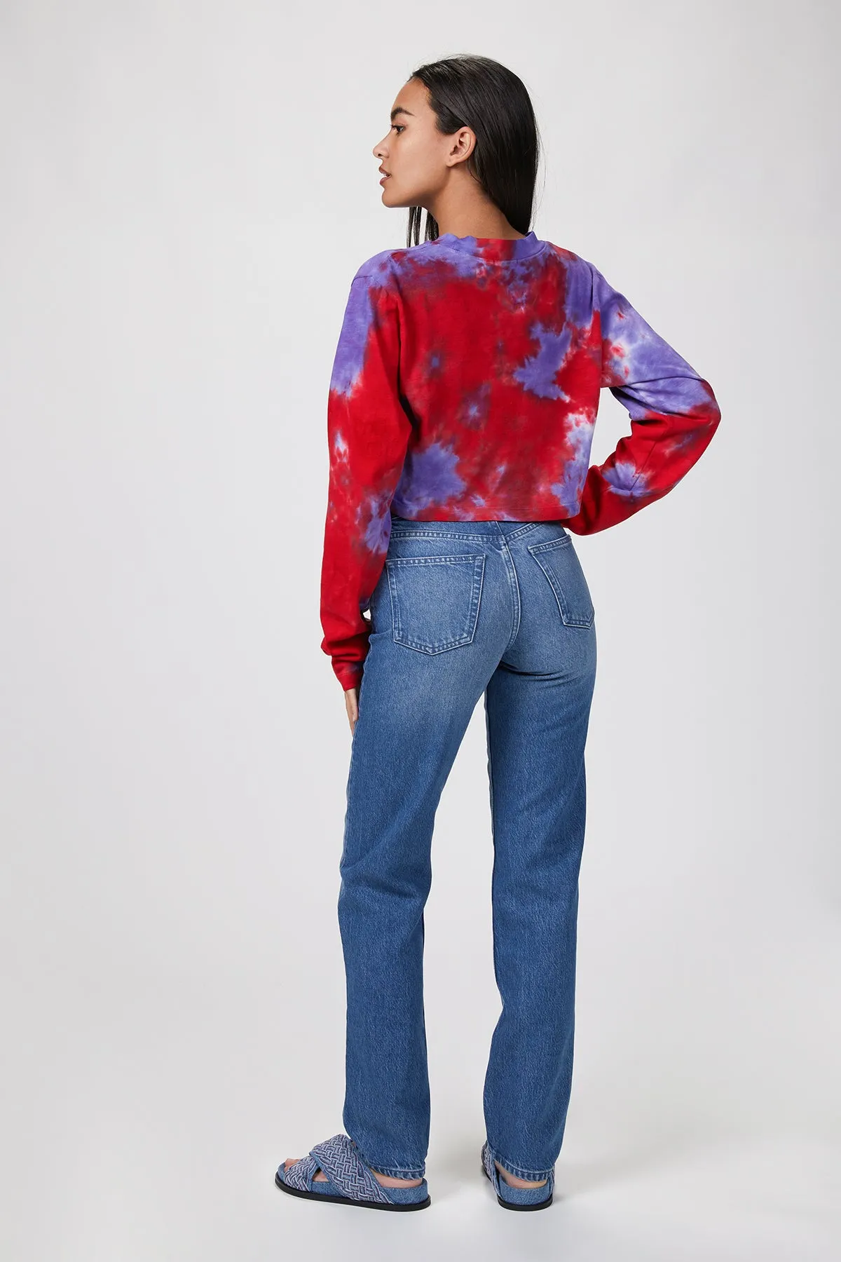 THE CASEY HIGH-RISE CRISS CROSS STRAIGHT-LEG JEANS