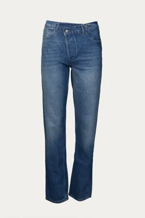 THE CASEY HIGH-RISE CRISS CROSS STRAIGHT-LEG JEANS