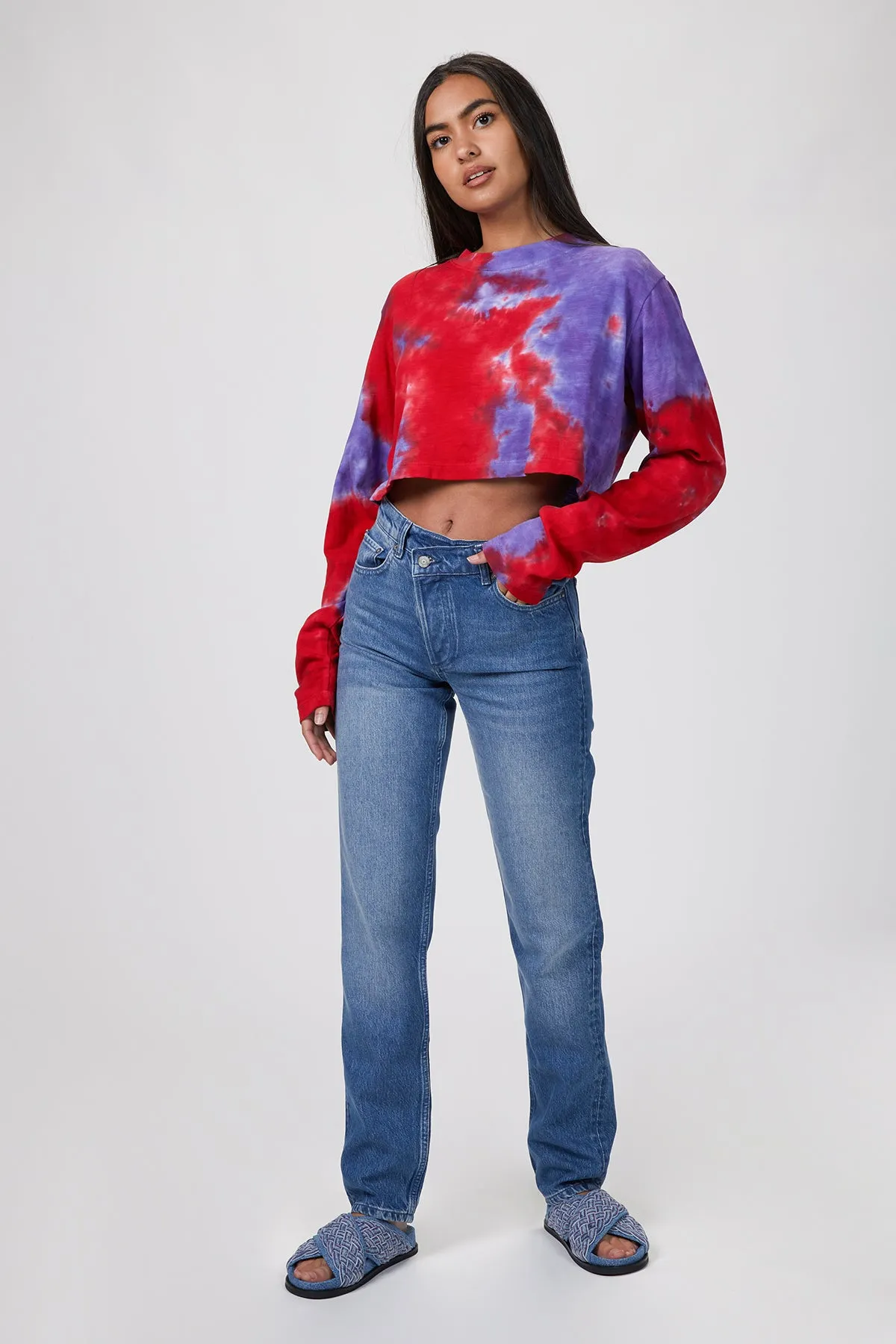 THE CASEY HIGH-RISE CRISS CROSS STRAIGHT-LEG JEANS