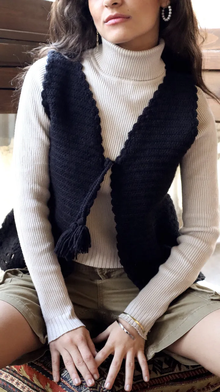 The Lady In Black Knitted Vest