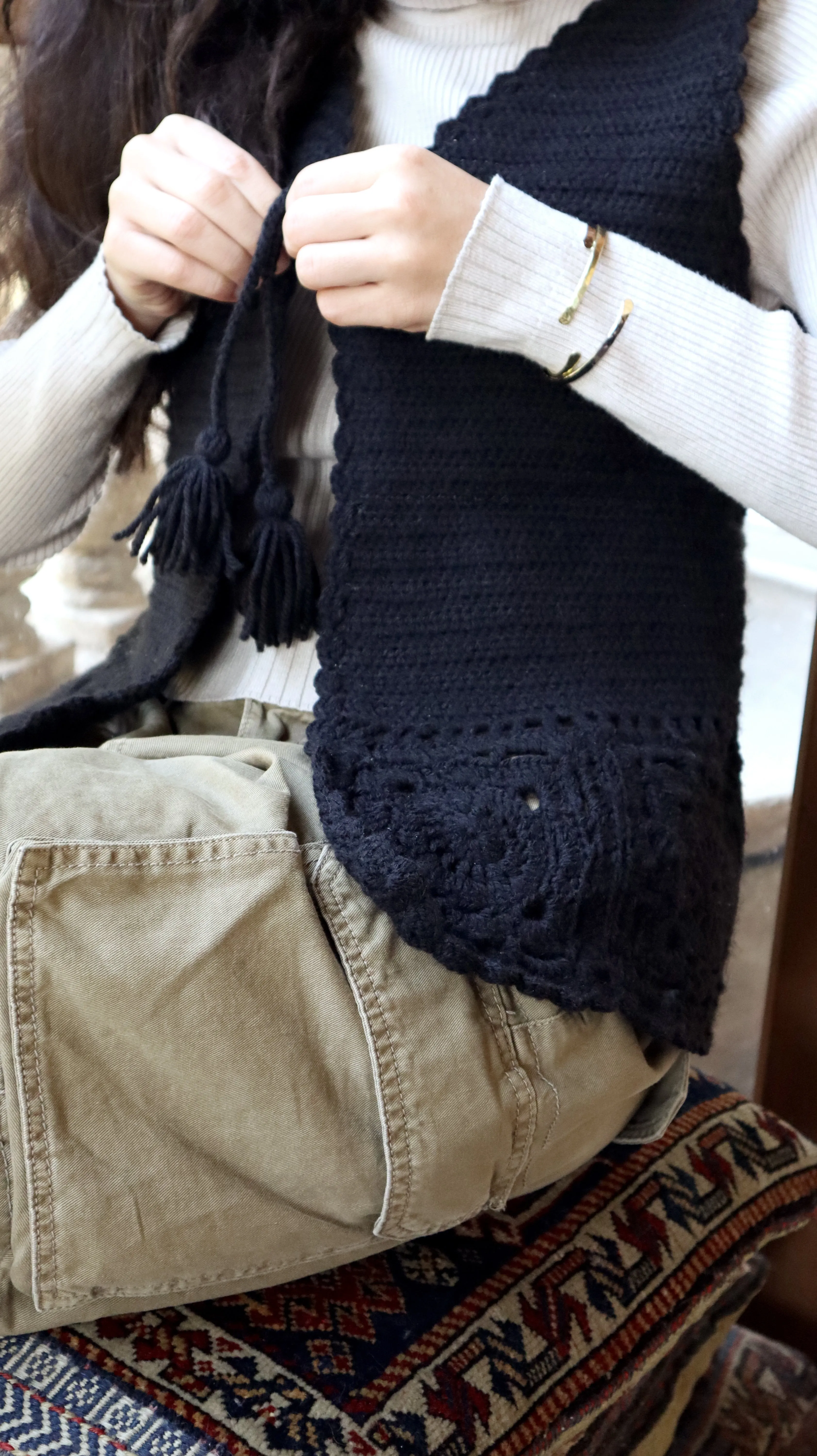 The Lady In Black Knitted Vest