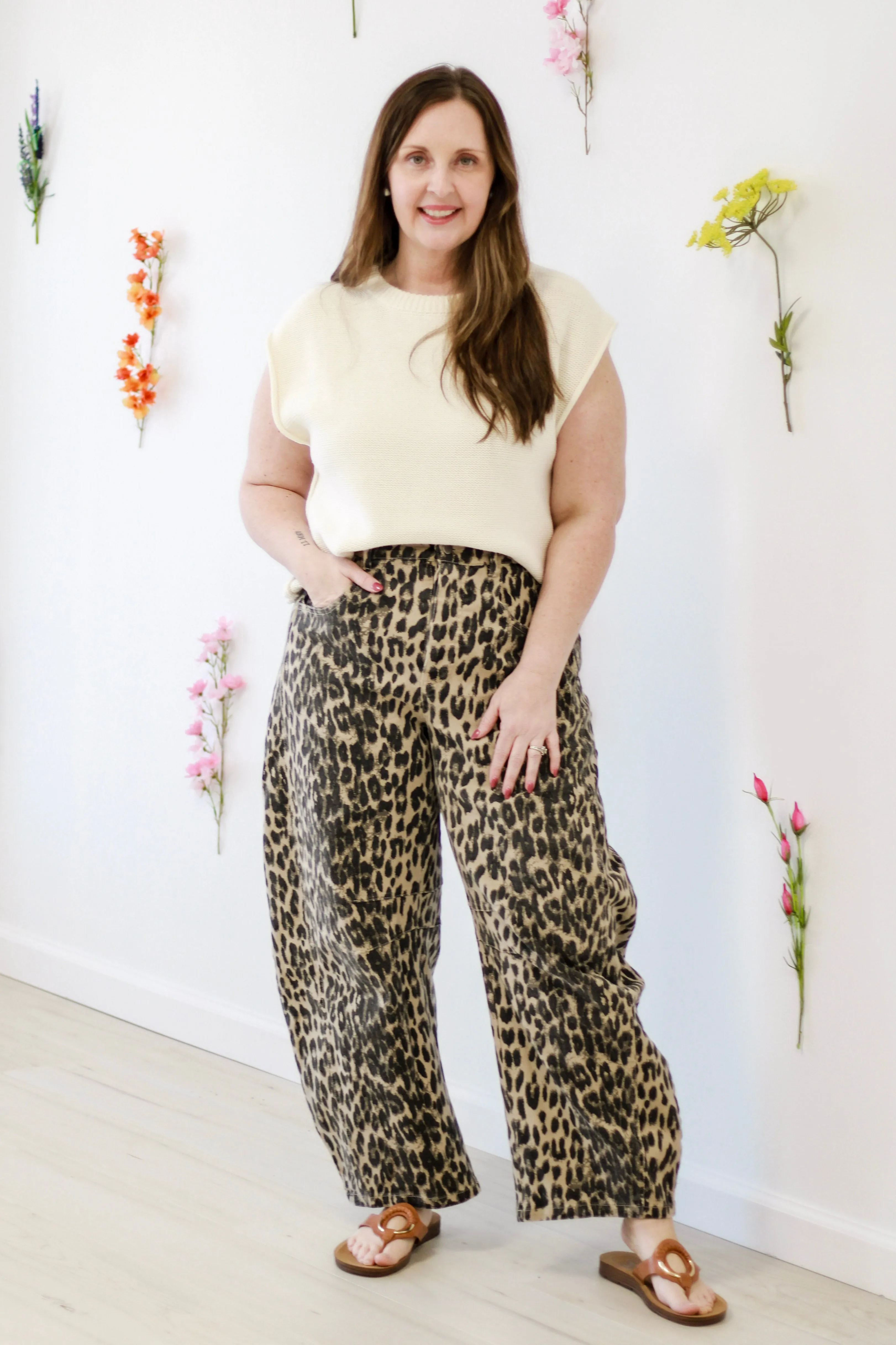 This is the One Leopard Barrel Jeans